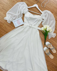 Elegant Short Sleeves A-Line Belt Short Cocktail Homecoming Dress