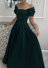 Long Green Prom Dresses,Cute Satin Formal Evening Dress
