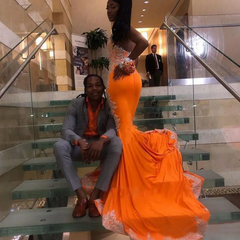 Gorgeous Mermaid Orange Prom Dress for Black Girls Winter Dance Dresses