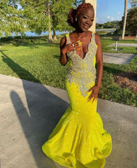 Sparkly Yellow Sequin Prom Outfits Black Girl,Best Crystal Gala Dresses Elegant