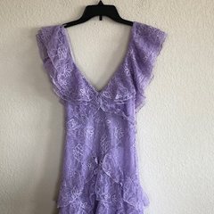 Purple Lace Long Prom Dress Backless Evening Dress Stunning Maxi Dress