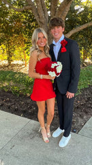 Red Strapless Short Homecoming Dress,Birthday Party Dresses