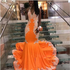 Gorgeous Mermaid Orange Prom Dress for Black Girls Winter Dance Dresses