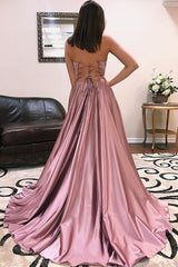 Maxi Long Mauve Prom Gown with Lace-up,Prom Dress