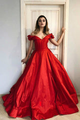 Pick-up Off-the-shoulder Satin Red Evening Dresses vestido de fiesta