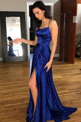 Royal Blue Prom Dresses with Long Side Slit