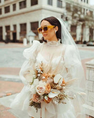 Short Beach Vintage Unique Long Sleeves Wedding Dresses